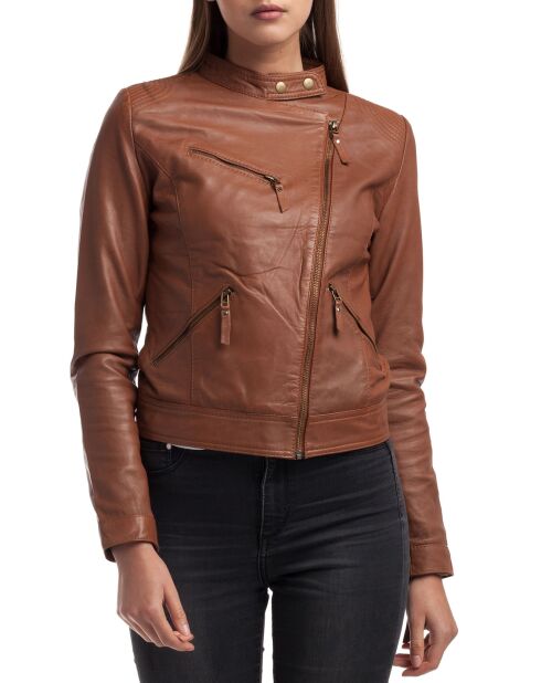 Veste en Cuir Alison cognac