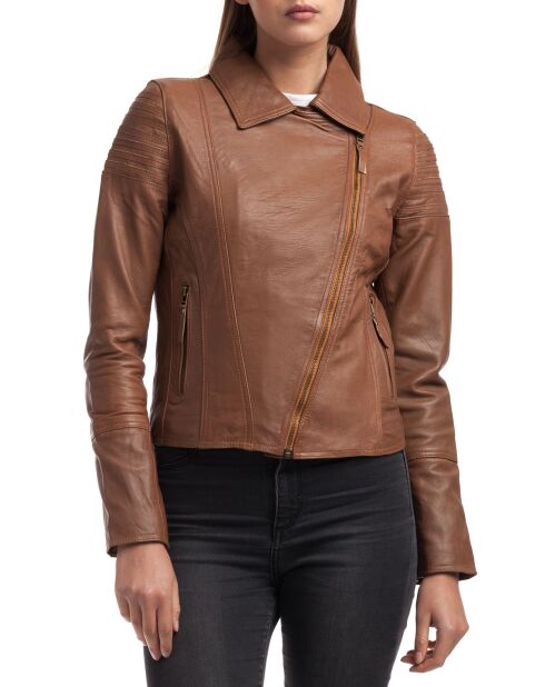 Veste en Cuir Barbara cognac