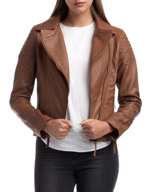 Veste en Cuir Barbara cognac