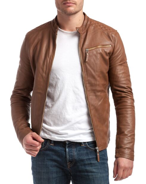 Blouson en Cuir Ben cognac