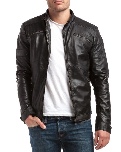 Zwarte leren jas van Clifford