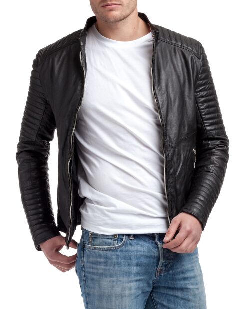 Veste en Cuir Emerino noire