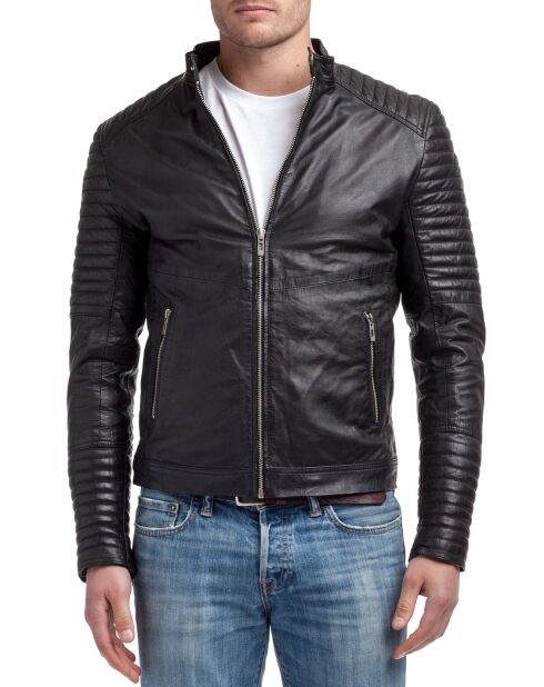 Veste en Cuir Emerino noire