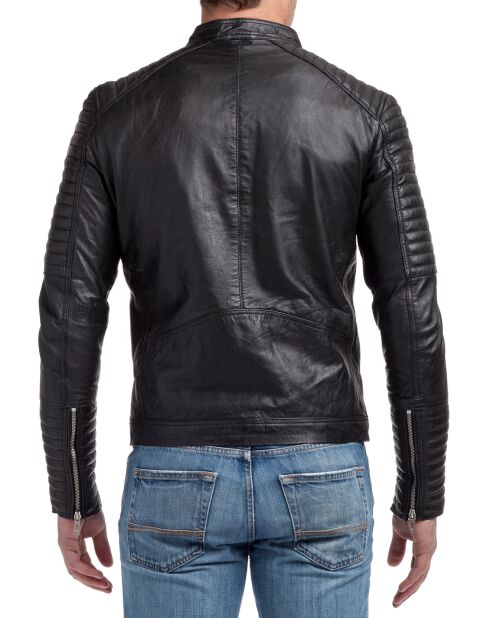 Veste en Cuir Emerino noire