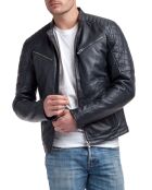 Blouson en Cuir Flash bleu