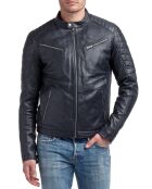 Blouson en Cuir Flash bleu