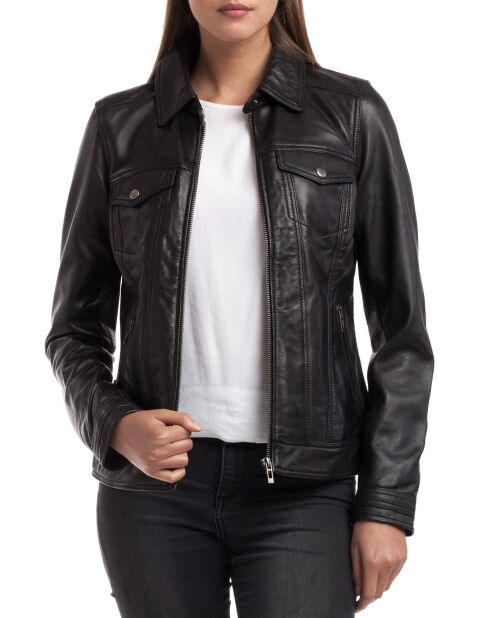 Veste en Cuir Idaline noire