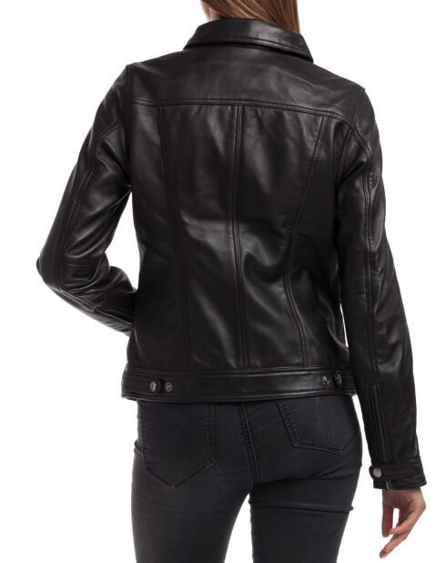 Veste en Cuir Idaline noire