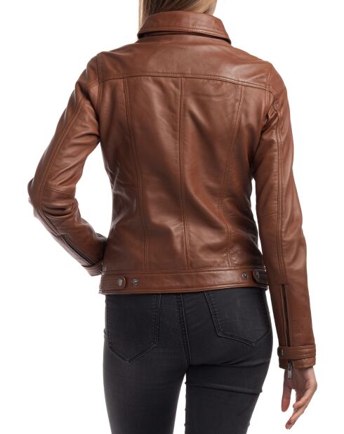 Veste en Cuir Idaline cognac