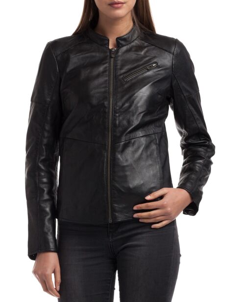 Veste en Cuir Ivette noire