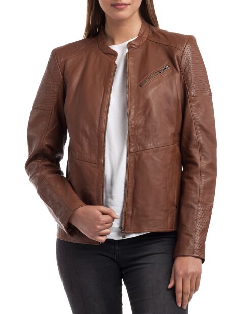 Veste en Cuir Ivette cognac