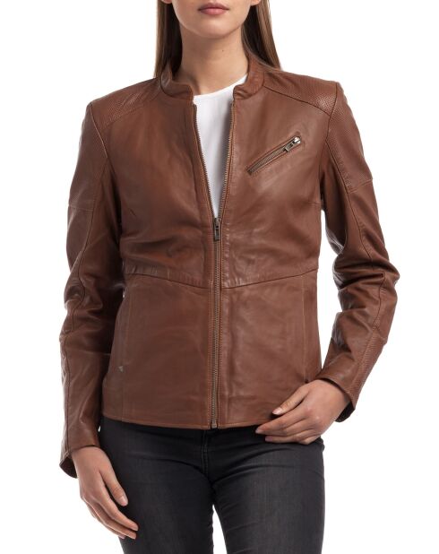 Veste en Cuir Ivette cognac