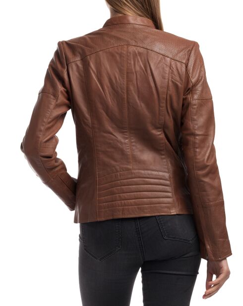 Veste en Cuir Ivette cognac