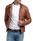 Veste en Cuir Jacky  cognac