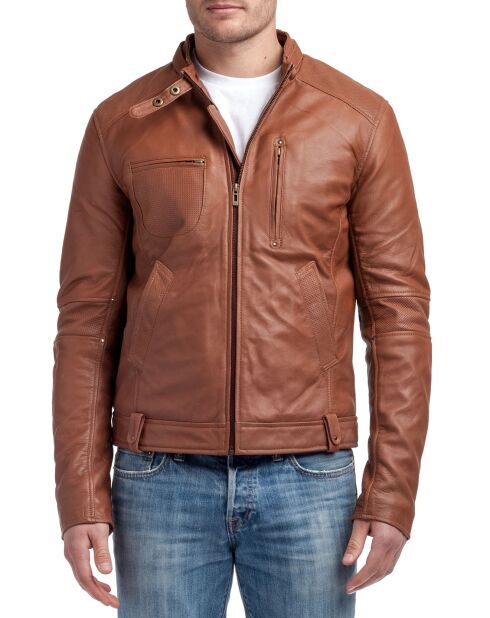 Veste en Cuir Jacky  cognac