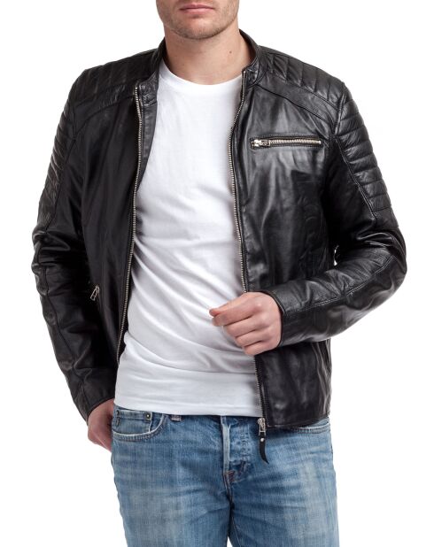 Blouson en Cuir Manuel noir