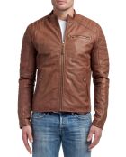 Blouson en Cuir Manuel cognac