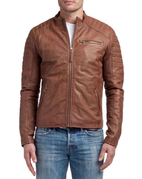 Blouson en Cuir Manuel cognac
