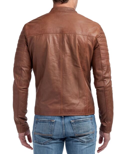 Blouson en Cuir Manuel cognac