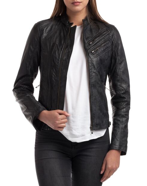 Veste en Cuir d'Agneau Samantha noire