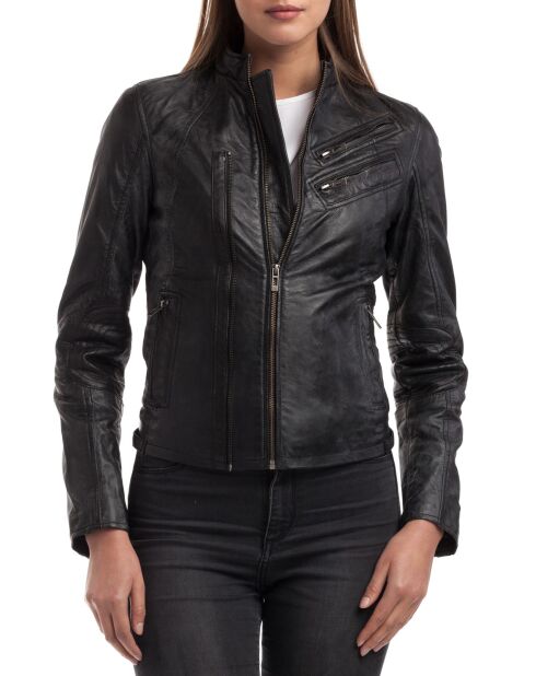 Veste en Cuir d'Agneau Samantha noire