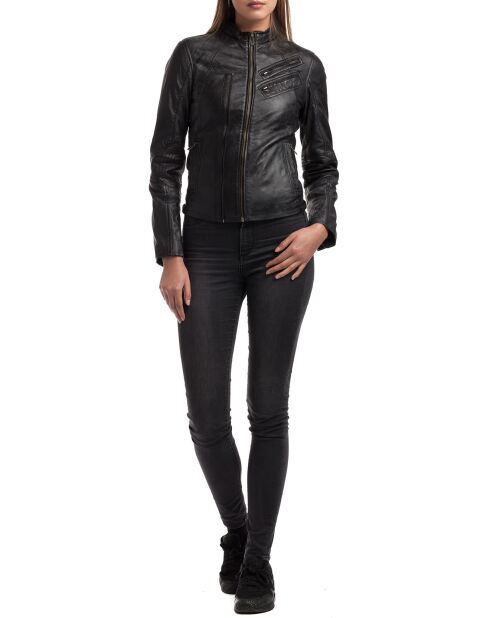 Veste en Cuir d'Agneau Samantha noire