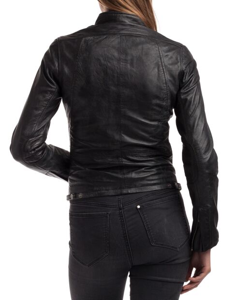 Veste en Cuir d'Agneau Samantha noire