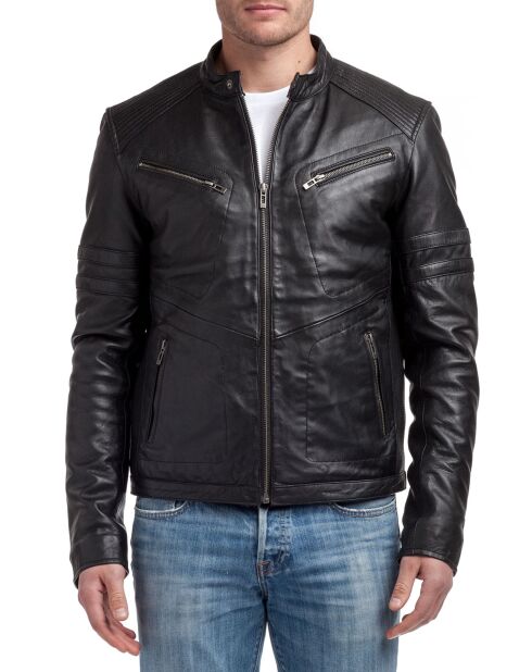 Veste en Cuir Victor noire