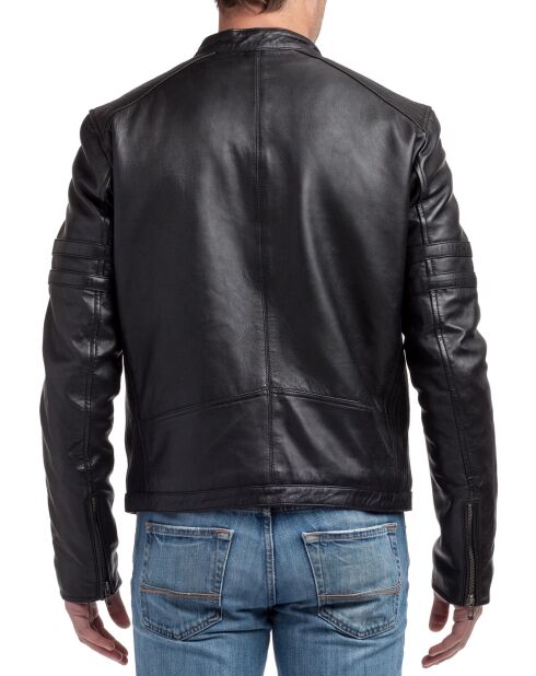 Veste en Cuir Victor noire