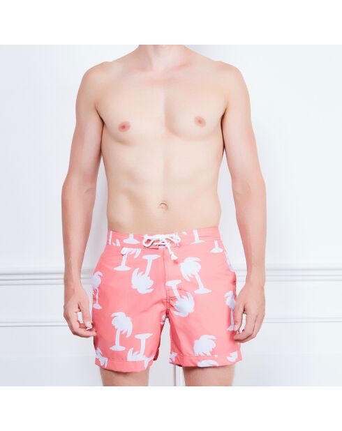 Pantaloncini da surf Palm tree corallo/grigio
