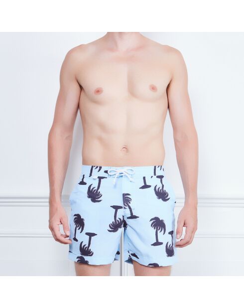 Blauw/zwarte boardshort met palmbomen