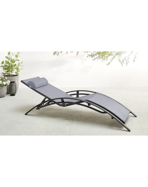 2 Bains de soleil Hawai noir/gris - 66x179x30 cm