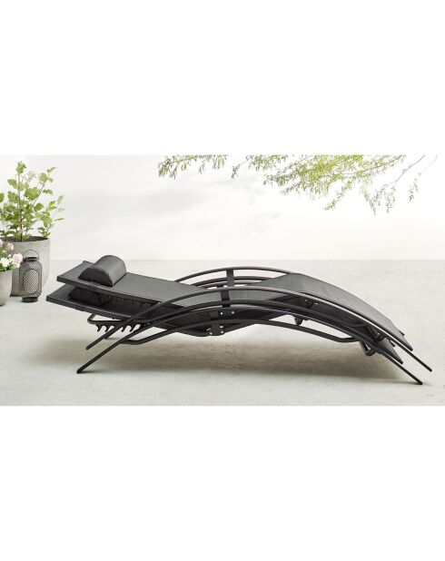2 Bains de soleil Hawai noir - 66x179x30 cm