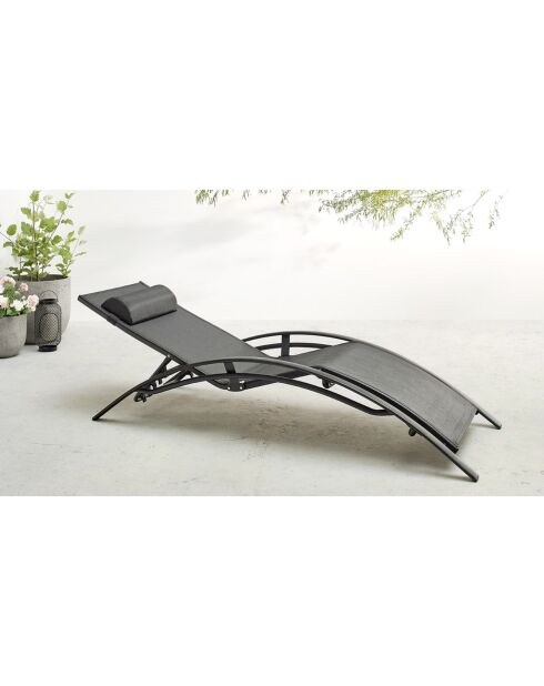 2 Bains de soleil Hawai noir - 66x179x30 cm