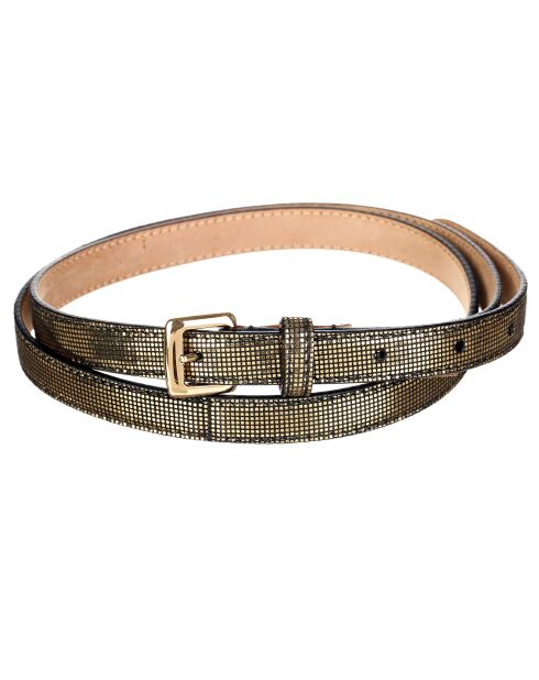 Ceinture fine en Cuir doré/noir