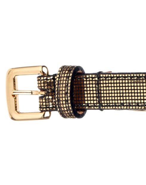 Ceinture fine en Cuir doré/noir