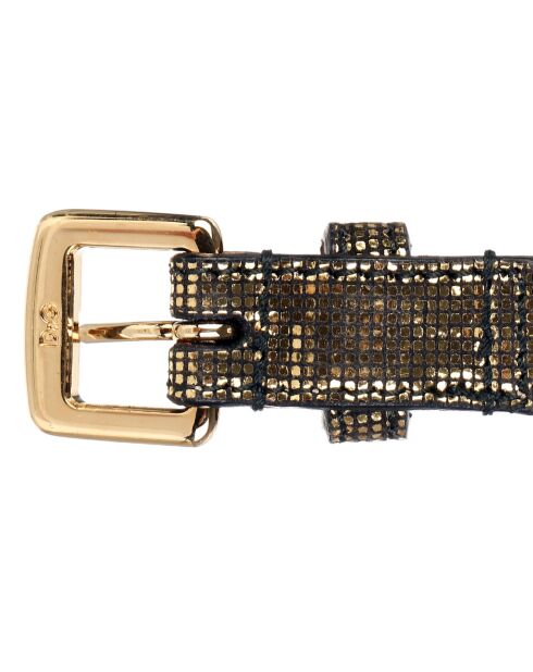 Ceinture fine en Cuir doré/noir