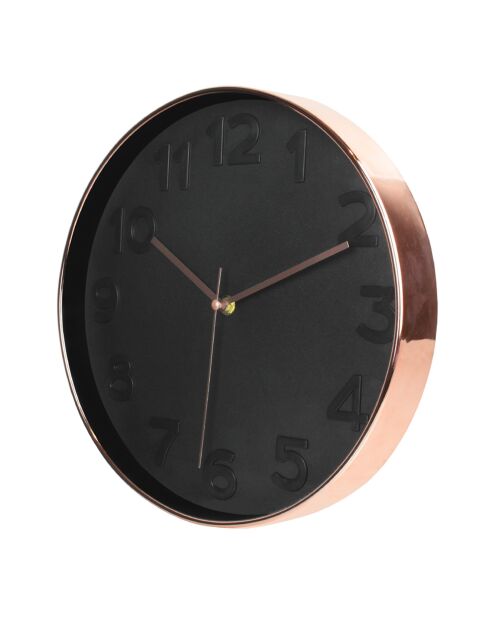 Horloge ronde noir/cuivre - D.30.7 cm