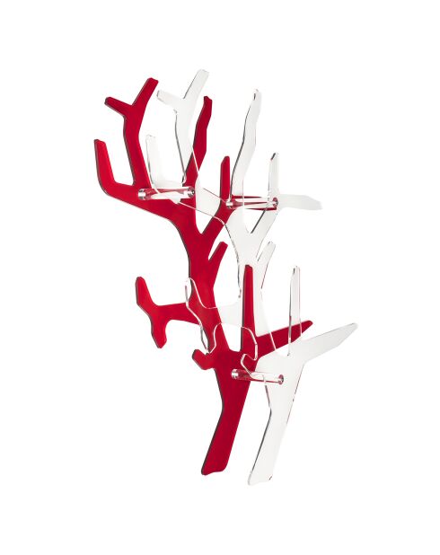 Etagère murale Koral rouge/transparent - 116x102x20 cm