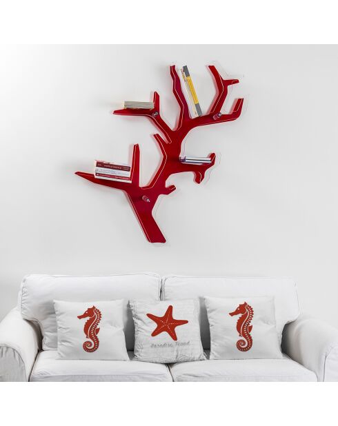 Etagère murale Koral rouge/transparent - 116x102x20 cm
