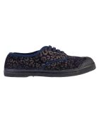 Tennis basses Lacet Gold velours Leopard bleues