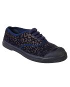 Tennis basses Lacet Gold velours Leopard bleues