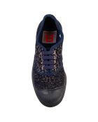 Tennis basses Lacet Gold velours Leopard bleues