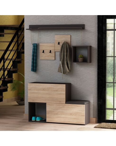 Meuble d'entrée holdon anthracite/naturel - 20x136x76 cm