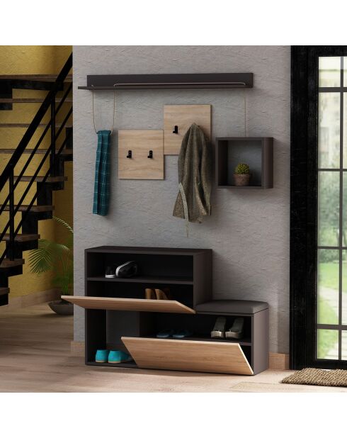 Meuble d'entrée holdon anthracite/naturel - 20x136x76 cm