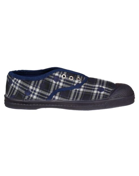 Lage sneakers van Elly Tartan donkergrijs/marineblauw met elastische stippen