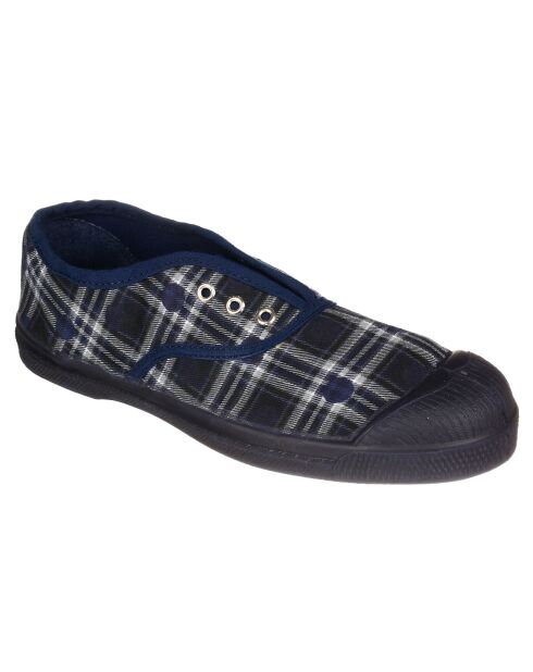 Lage sneakers van Elly Tartan donkergrijs/marineblauw met elastische stippen
