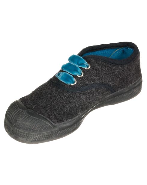 Flannelgail tennisveters grijze fluwelen veters