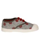 Tennis basses Flaneldots lacets velours gris/brique