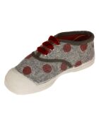 Tennis basses Flaneldots lacets velours gris/brique